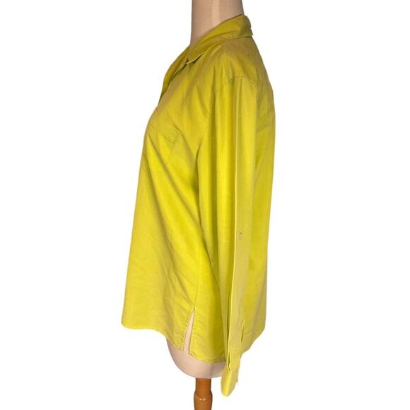 Liz Claiborne Liz Sport Women's Lime Green Blouse Long Sleeve Button Down Small - Picture 4 of 9